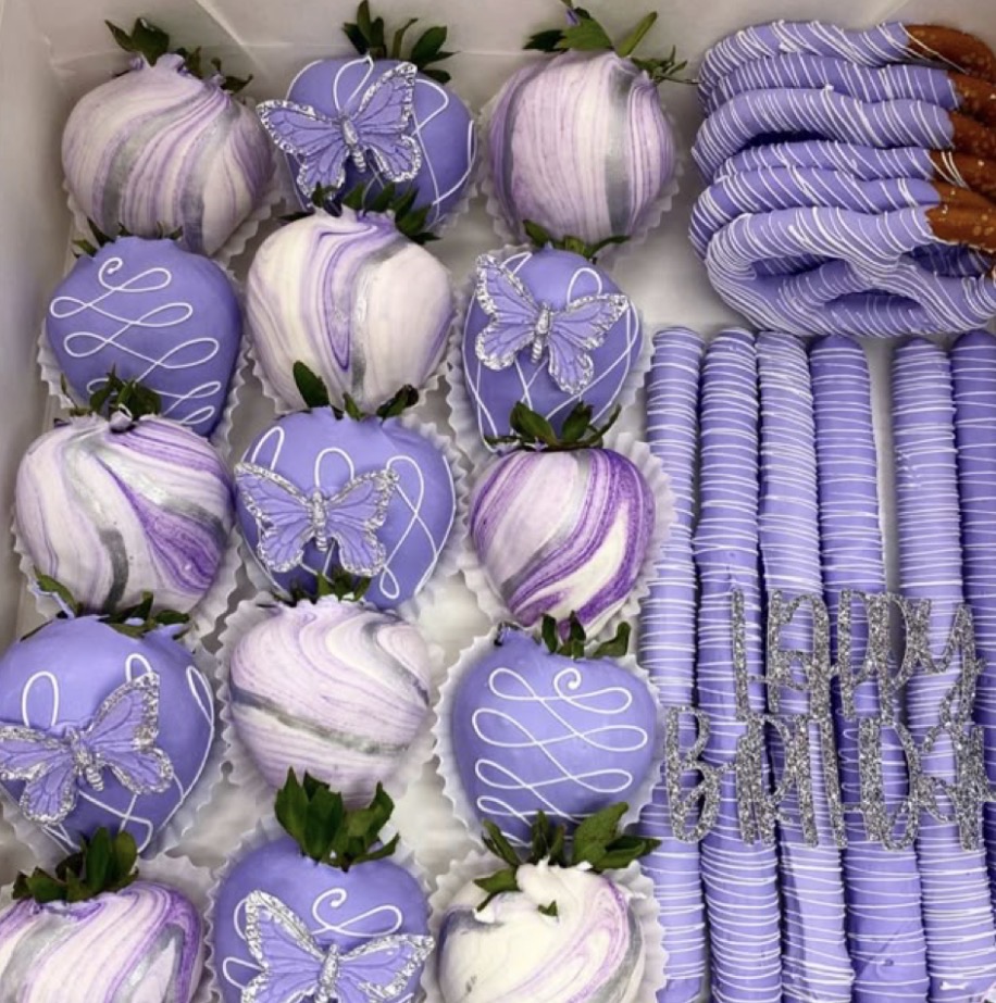 Purple butterfly themed dessert package